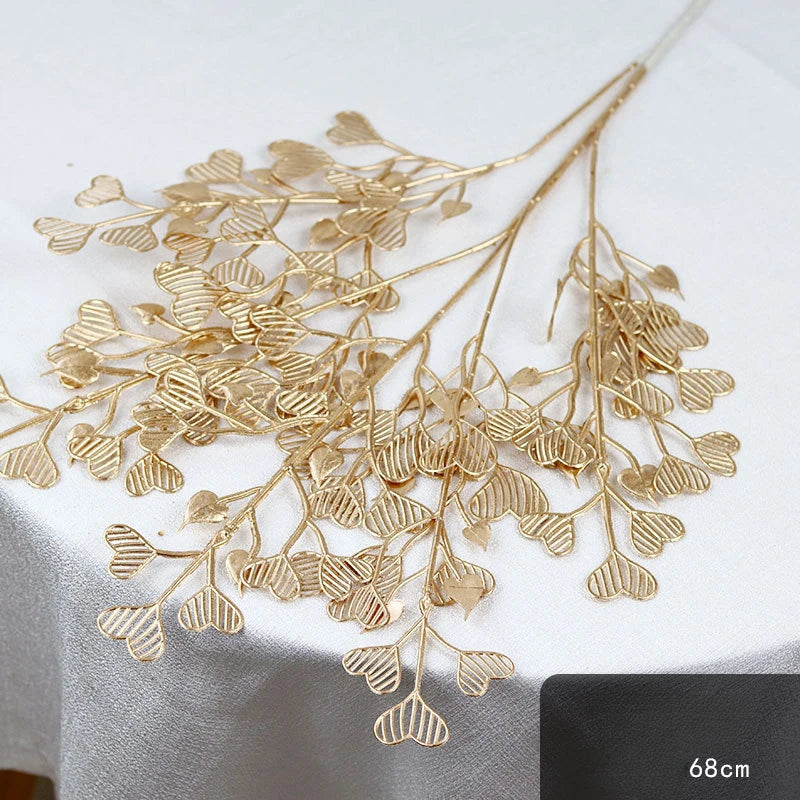 95cm Gold Artificial Eucalyptus & Ginkgo Leaf Plant Decor