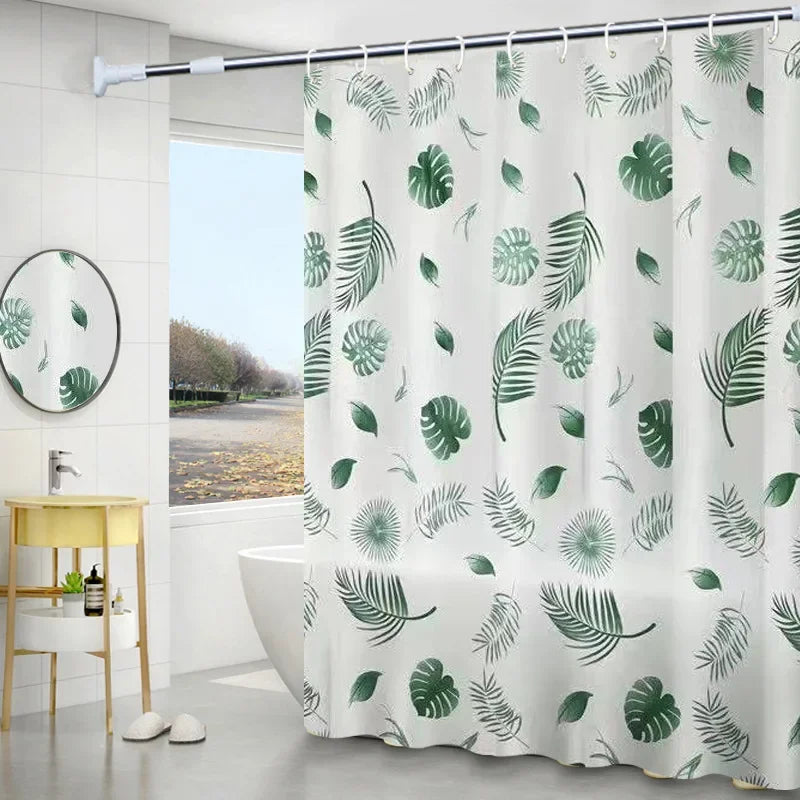 Modern PEVA Waterproof Shower Curtain 100x180cm – Leaf Print