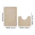 Embroidered Pebble Coral Velvet Bathroom Mat Set U-Shaped Absorbent Foot Rug Two-Piece