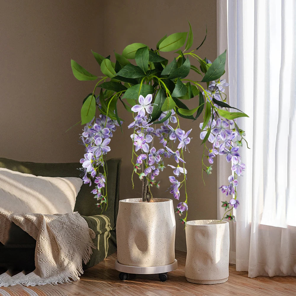 95cm Artificial Hanging Jasmine & Peach Blossom Plant