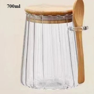 PDQ Glass Pantry Storage Container – Airtight Sugar & Spice Jar with Spoon
