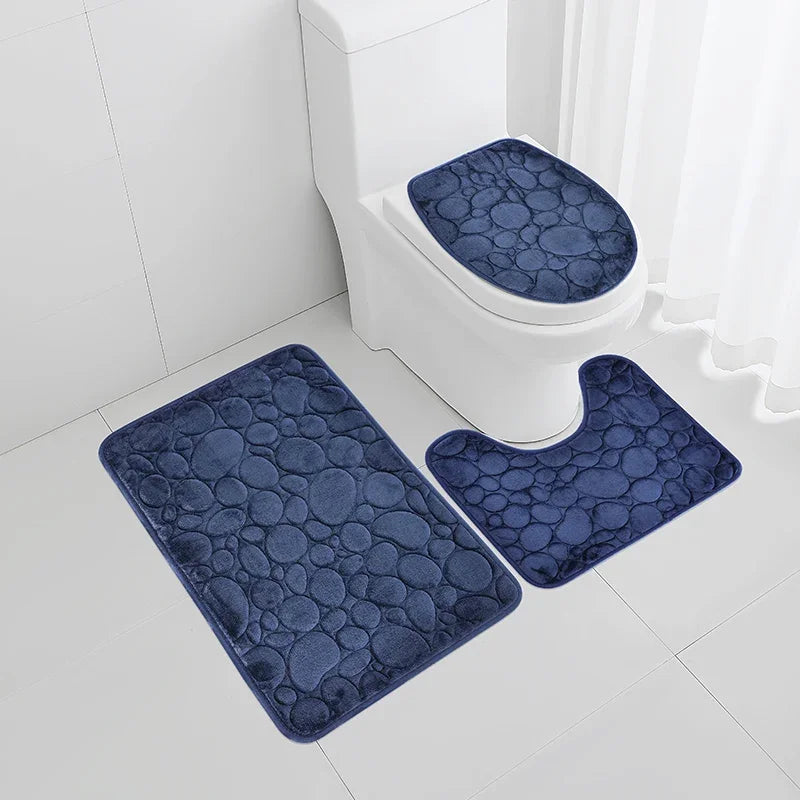 3-Piece Microfiber Bathroom Mat Set Non-Slip Absorbent Floor Rugs Soft and Comfortable