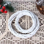 White Wicker Rattan Wreath Ornament Round Christmas Hanging Decor