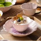 Relief Purple Floral Ceramic Plate – Flower Shaped Durable Tableware