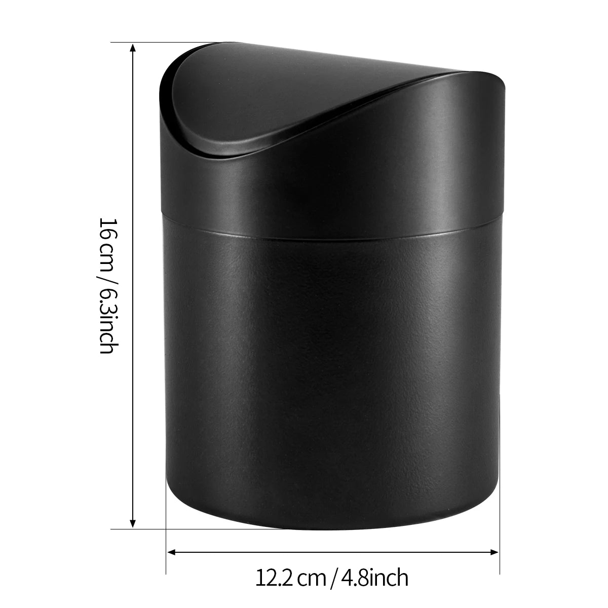 1.3L Mini Desktop Trash Can with Swing Lid, Small Garbage Waste Bin Organizer for Bathroom