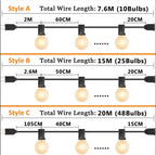 G40 Amber Glass String Lights 220V Waterproof Wedding Decor