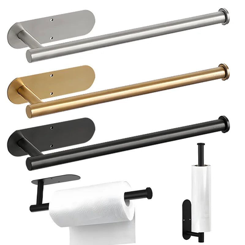 No-Drill Toilet Paper Holder Wall Mount Stainless Steel Easy Install Paper Roll Rack