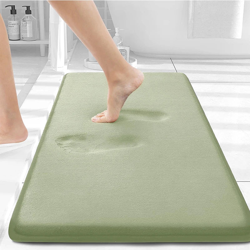 Homaxy Memory Foam Solid Color Bathroom Mat Floor Mat Indoor Non Slip Door Mat Dirt Trap Absorbs Water Comfortable Bathroom Mat