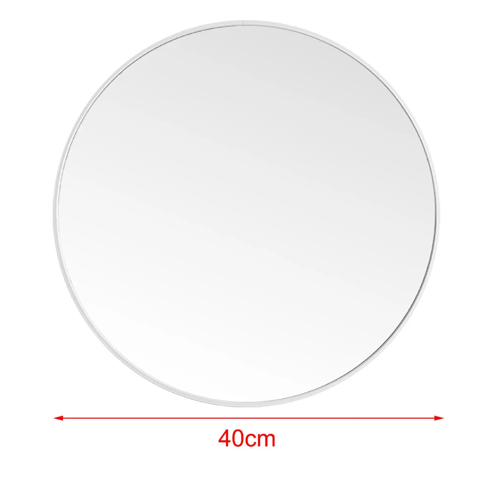 Sleek Round Wall Mirror in White Finish - 40cm Modern Design