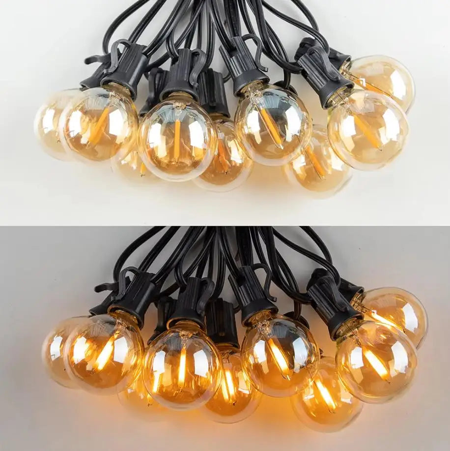 G40 Amber Glass String Lights 220V Waterproof Wedding Decor