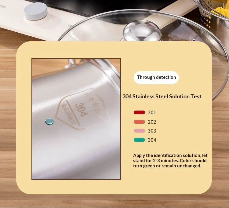22cm Stainless Steel Stock Pot with Glass Cover – Soup & Kitchen Tool