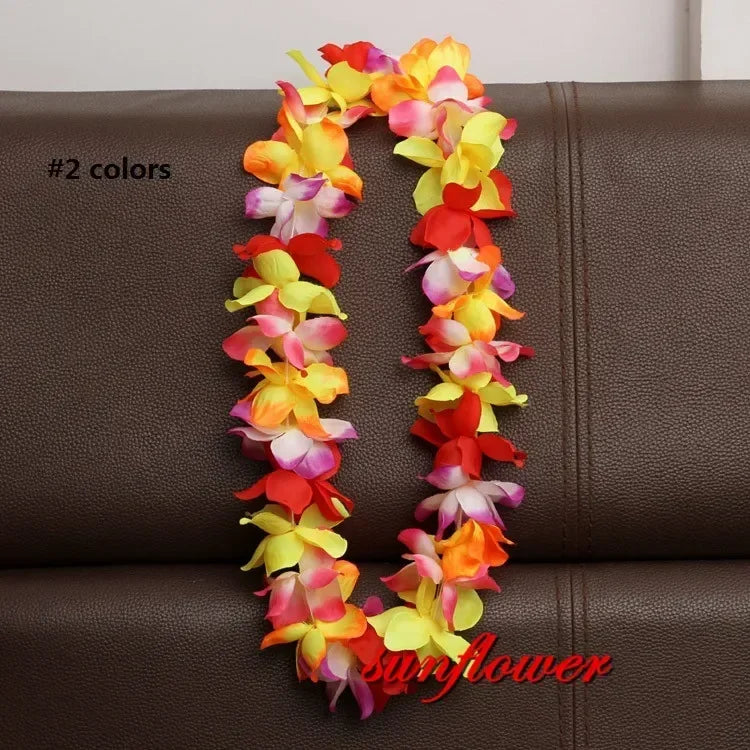 Artificial Hawaiian Flower Necklace Leis Heart-Shaped Garland Decor