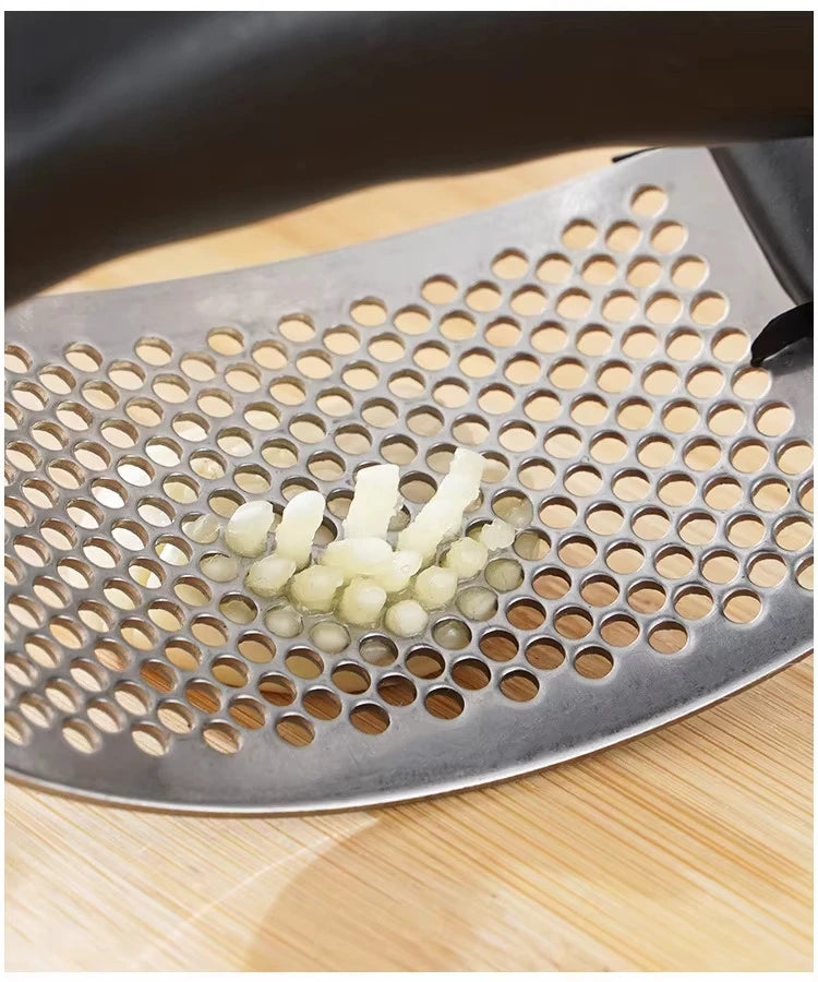 Stainless Steel Garlic Press – Handheld Garlic Crusher Tool