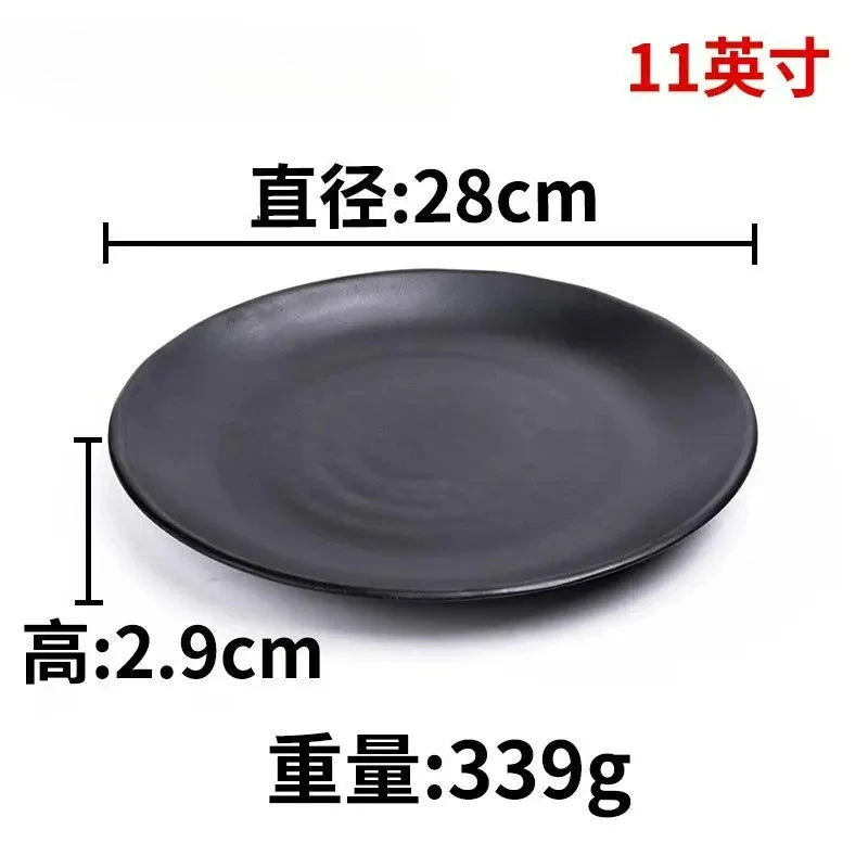 CERAMICS Round Plastic Plate – Solid Color Durable Tableware