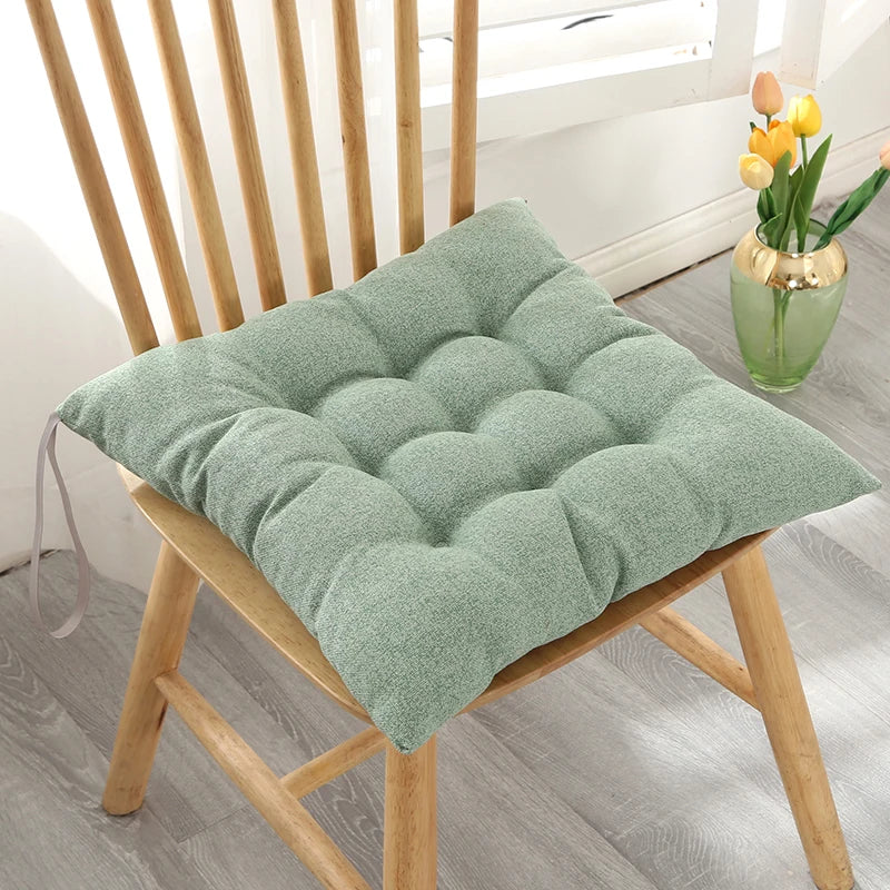 Plaid Knit Seat Cushion Cotton Filling Handmade Removable Washable