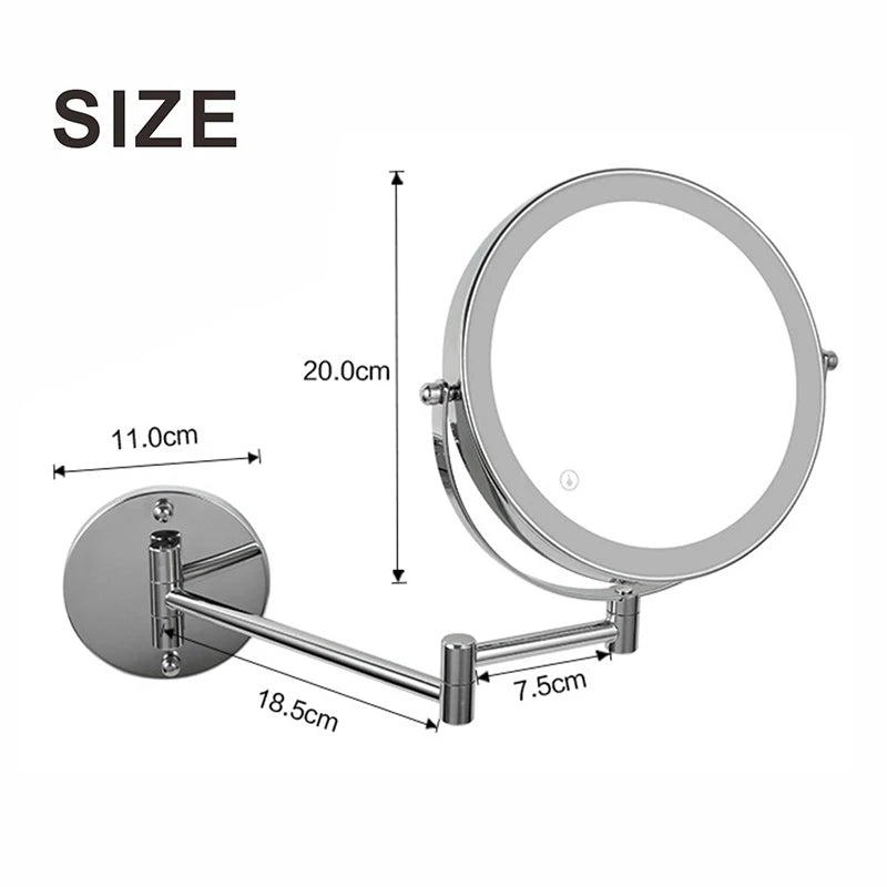 8 Inch Wall Mounted Makeup Mirror with USB Charging and 10X Magnification