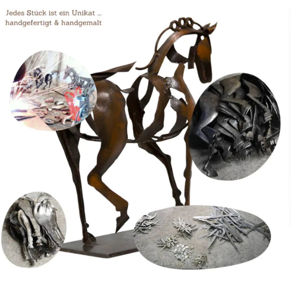 Handmade Metal Horse Sculpture Modern Abstract Animal Decor