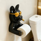 French Bulldog Toilet Paper Holder Wall-Mounted Resin Bathroom Roll Rack