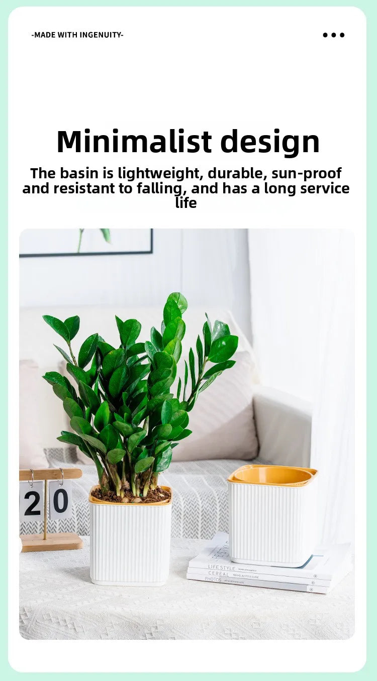 Self-Watering Nordic Style Square Flower Pot