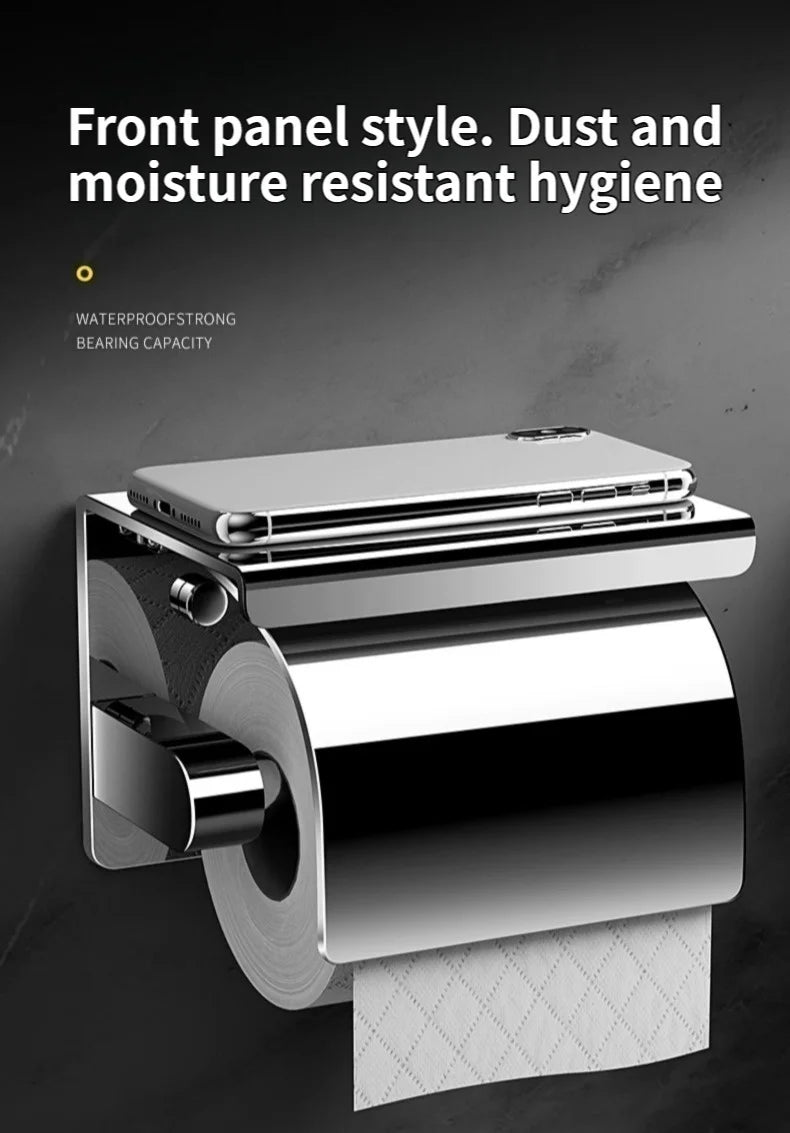 304 Stainless Steel Bathroom Toilet Paper Holder Waterproof Wall Mount Roll Paper Box