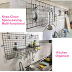 Metal Wall-Mounted Grid Shelf Organizer DIY Photo & Storage Rack