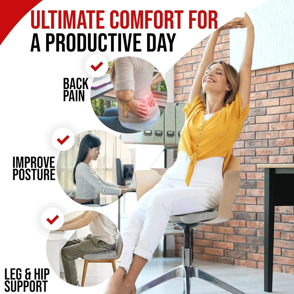 Ergonomic Memory Foam Seat Cushion Patchwork Removable Washable