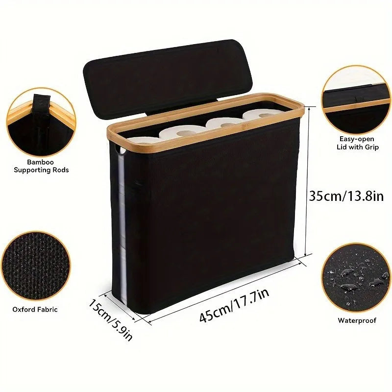 Foldable Toilet Paper Holder with Lid Large Capacity Bathroom