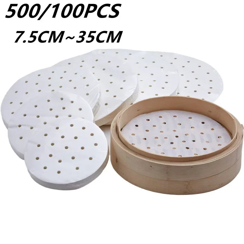 Eco-Friendly Silicone & Parchment Steamer Paper – Non-Stick Round