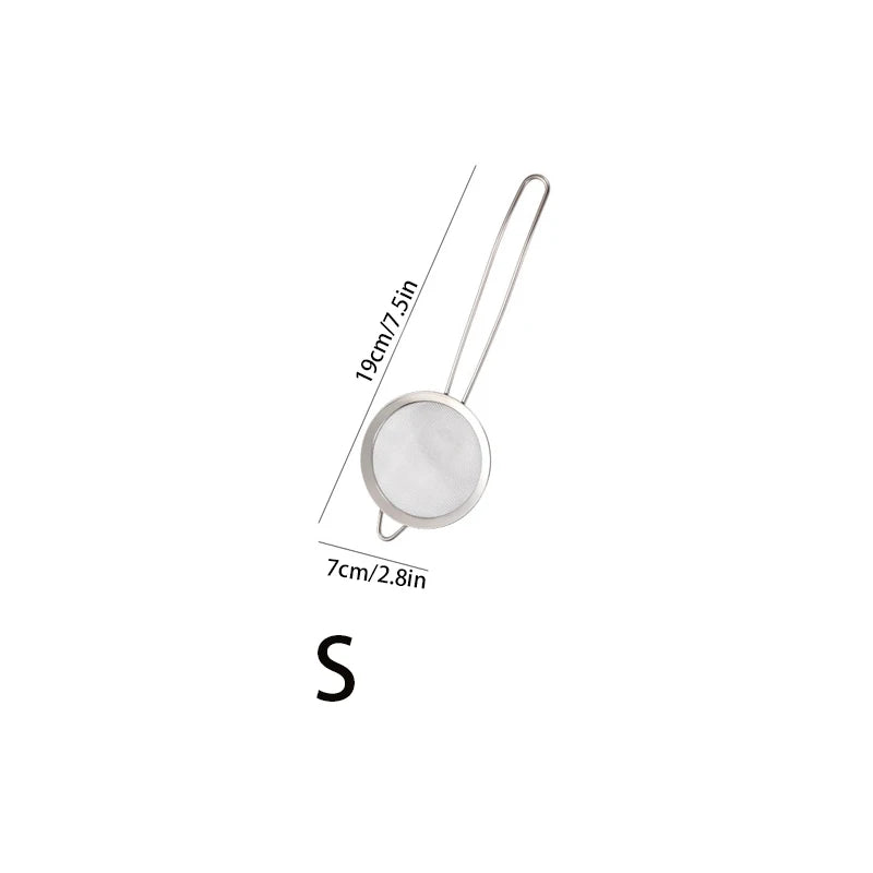 3-Piece Stainless Steel Fine Mesh Strainer Set with Handle & Hook – Colander Sifter for Juice, Soy Milk & Kitchen Use