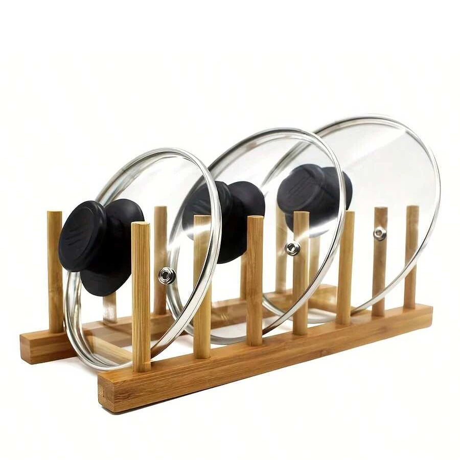 Natural Bamboo Dish & Bowl Storage Rack – Single Tier Floor Organizer