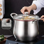 22cm Stainless Steel Stock Pot with Glass Cover – Soup & Kitchen Tool