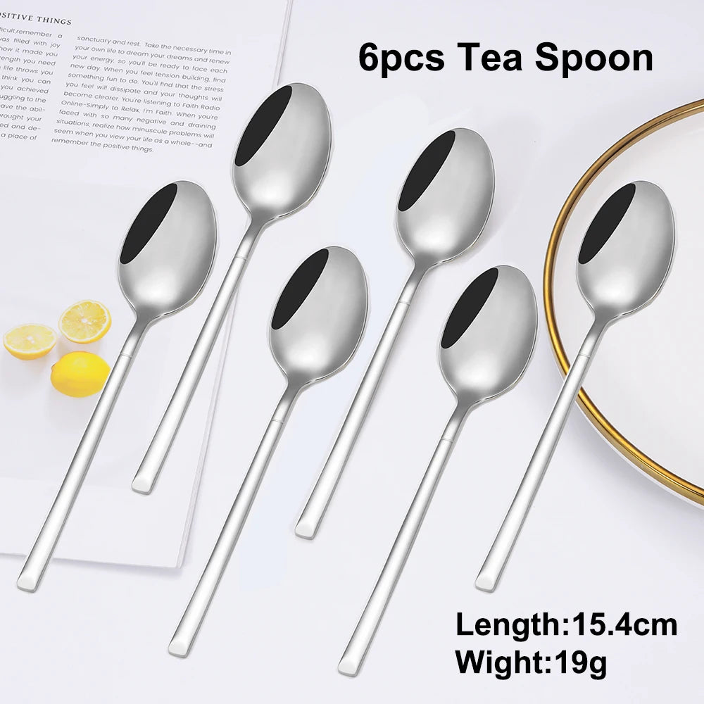4/6 Piece Stainless Steel Flatware Set – Elegant Silver Dinner Cutlery