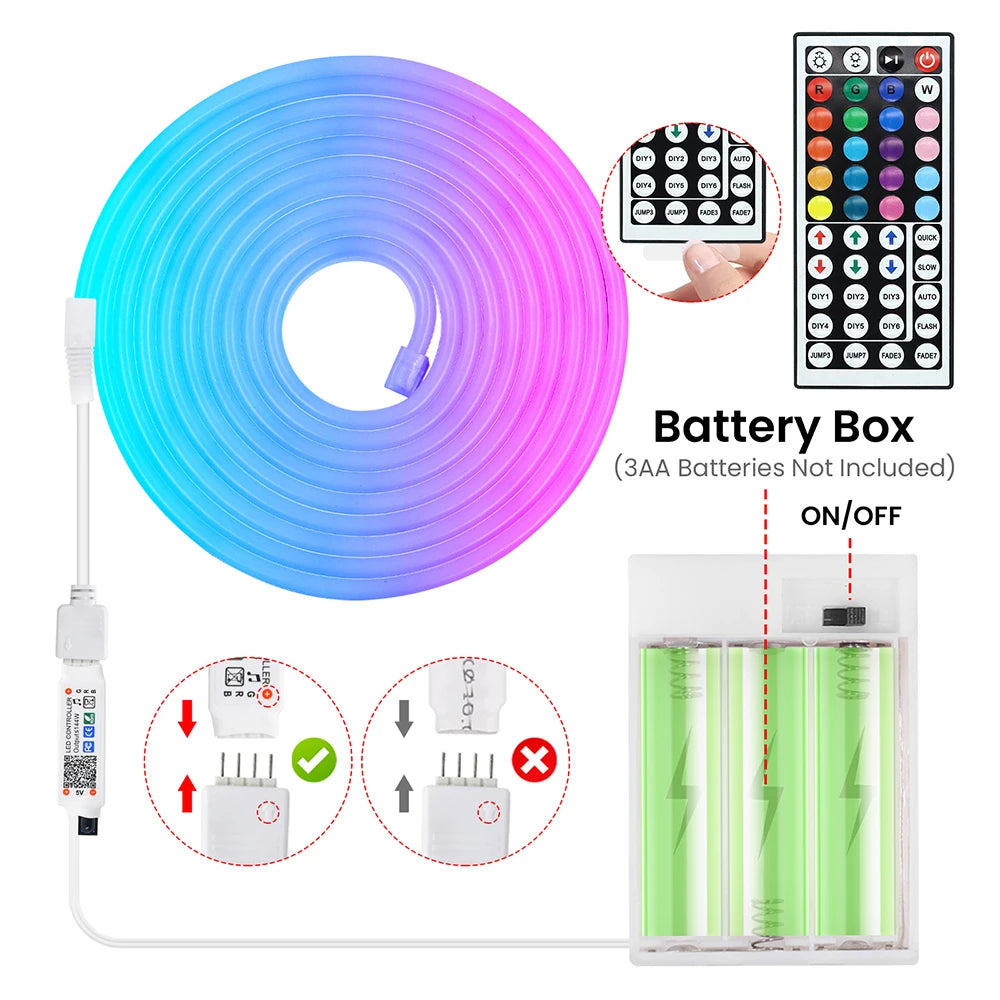 RGB LED Strip Light 108 LEDs/m 5V IP67 Waterproof Flexible Neon Lights