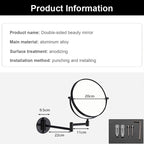 360° Rotating Double-Sided Wall Mirror with 3X Magnification and Flexibility