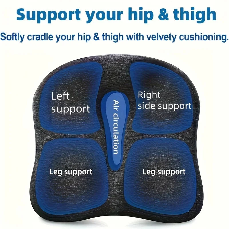 Memory Foam Seat Cushion with Massage & Removable Cover – Anti-Slip