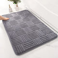 Thickened Striped Bathroom Floor Mat Non-Slip Absorbent Cotton Velvet Rug Solid Color