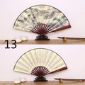 Silk & Bamboo Folding Fan Retro Decorative Handheld Fan 27x48cm