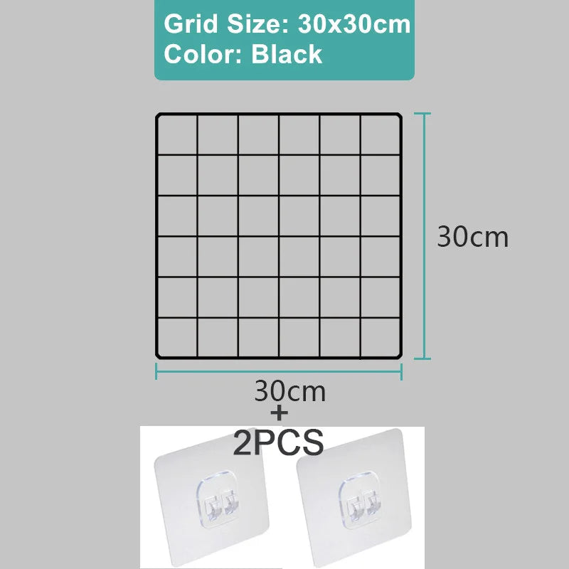 Metal Wall-Mounted Grid Shelf Organizer DIY Photo & Storage Rack
