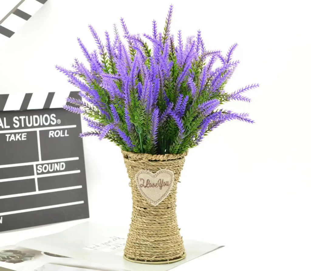 5-Branch Artificial Lavender – Plastic Faux Flowers for Home & Outdoor Decor