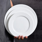 Round Ceramic Plate – Solid Porcelain Tableware for Home & Hotel