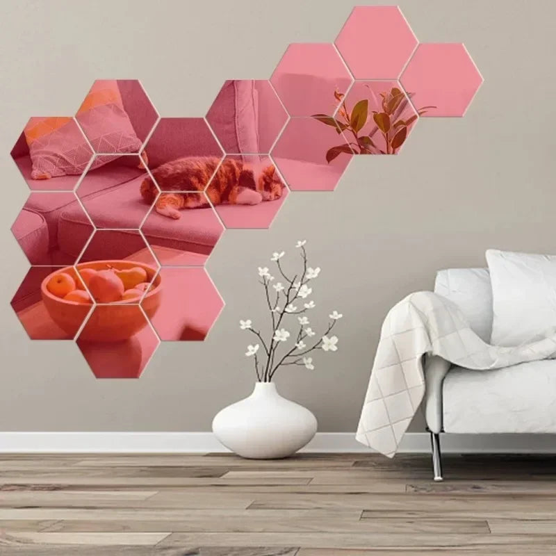 Elegant Hexagon Acrylic Mirror Wall Stickers for Stylish Home Decor