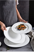 Round Ceramic Plate – Solid Porcelain Tableware for Home & Hotel