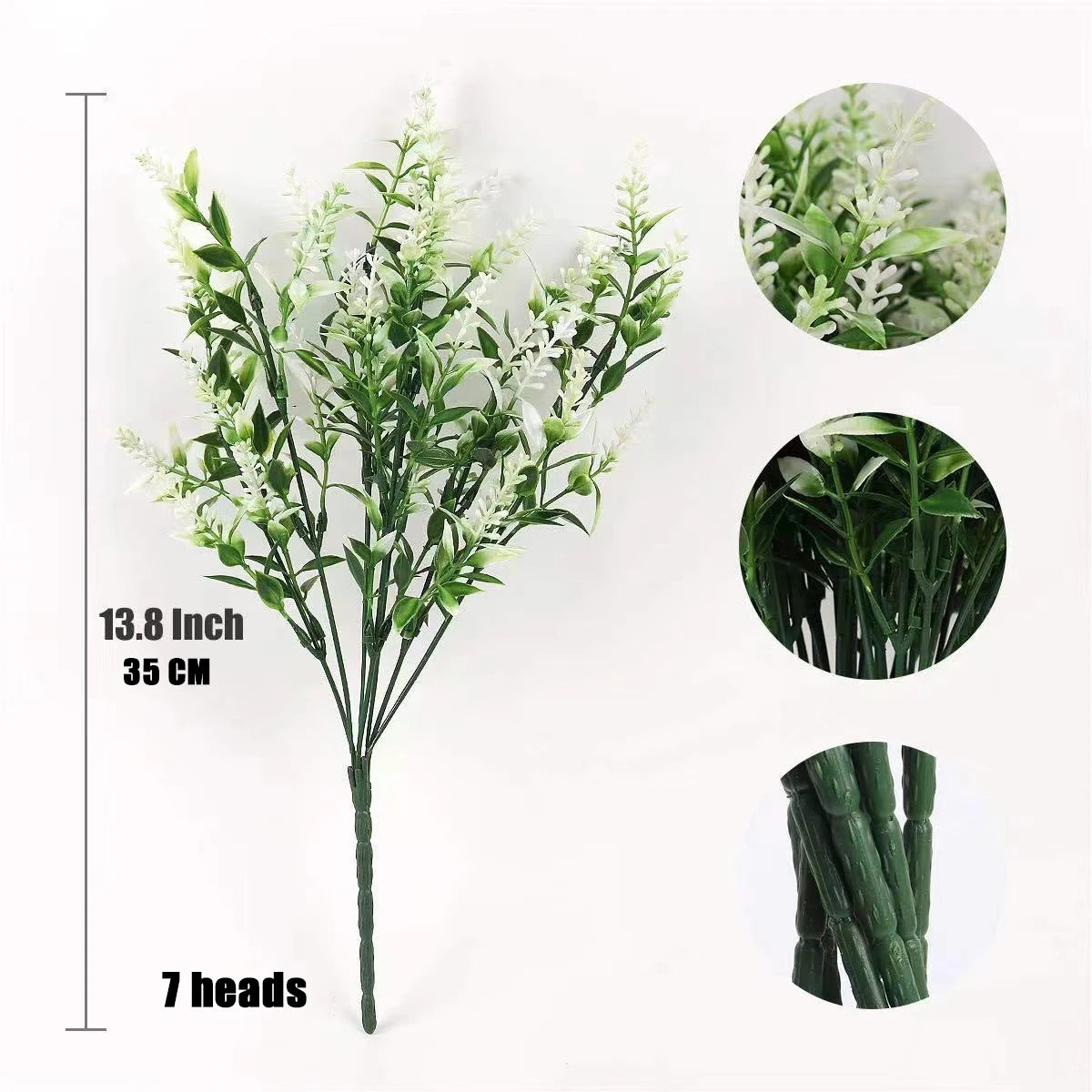 5-Branch Artificial Lavender – Plastic Faux Flowers for Home & Outdoor Decor