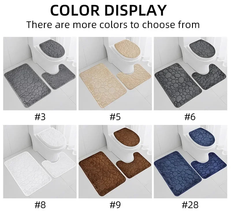 3-Piece Microfiber Bathroom Mat Set Non-Slip Absorbent Floor Rugs Soft and Comfortable