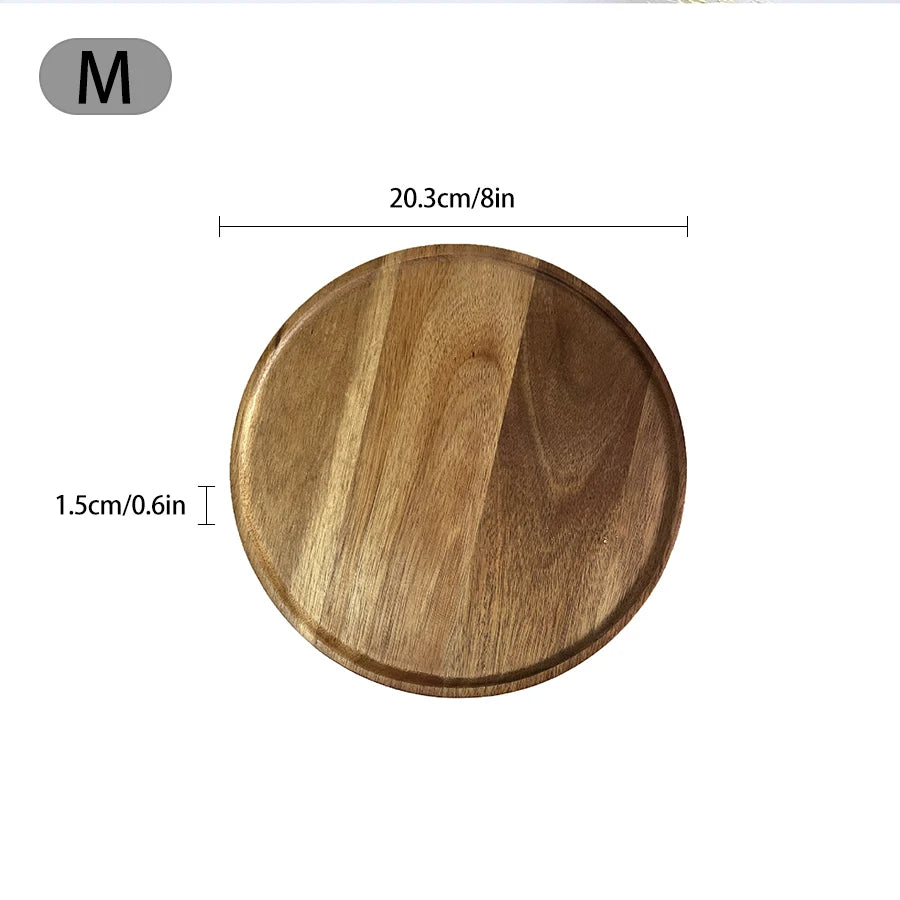 Round Wooden Tray – Eco-Friendly Natural Wood Serving Plate for Kitchen