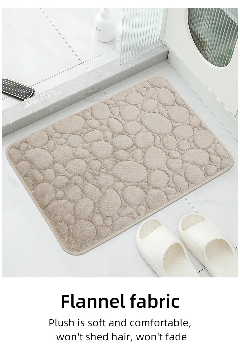 Embroidered Pebble Coral Velvet Bathroom Mat Set U-Shaped Absorbent Foot Rug Two-Piece