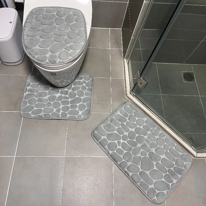 3-Piece Microfiber Bathroom Mat Set Non-Slip Absorbent Floor Rugs Soft and Comfortable