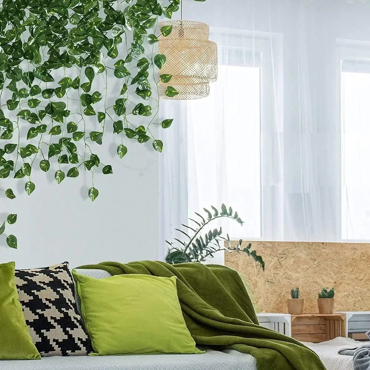 2/80M Artificial Green Leaves Ivy Vine Garland – 30pcs