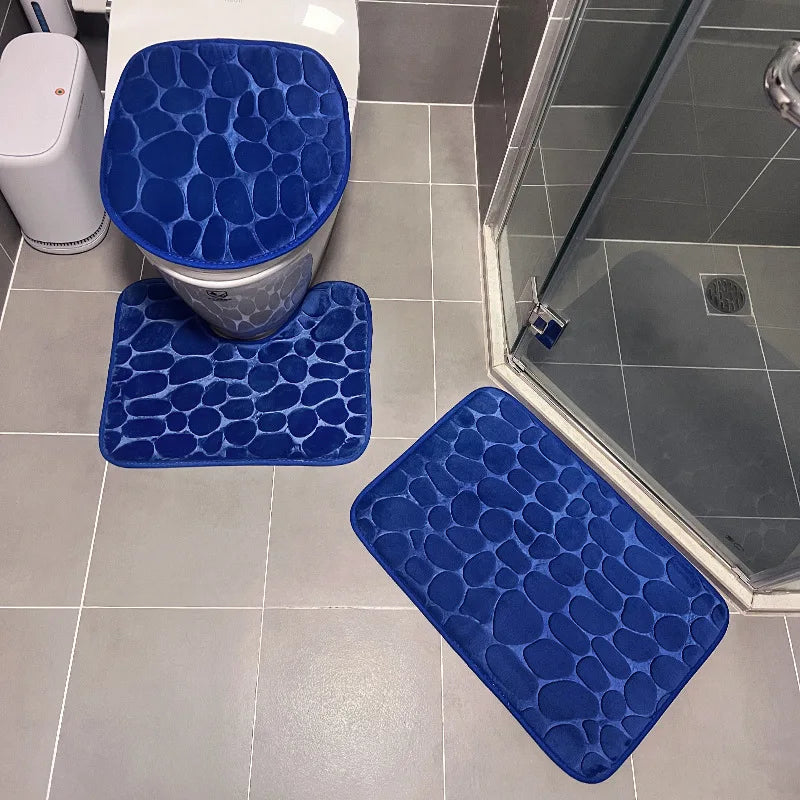 3-Piece Microfiber Bathroom Mat Set Non-Slip Absorbent Floor Rugs Soft and Comfortable