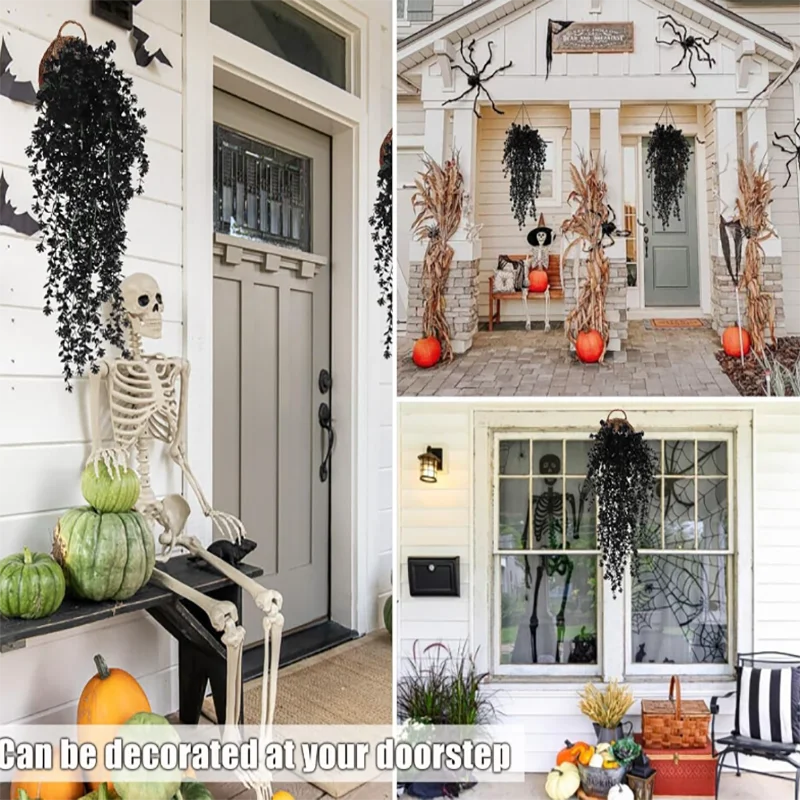 2Pcs Artificial Black Hanging Vine Plants UV Resistant